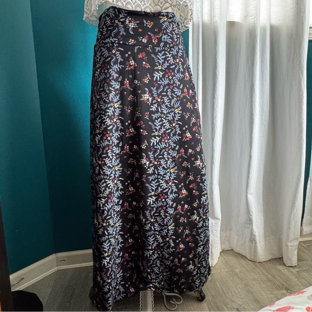 Floral Black Maxi Skirt